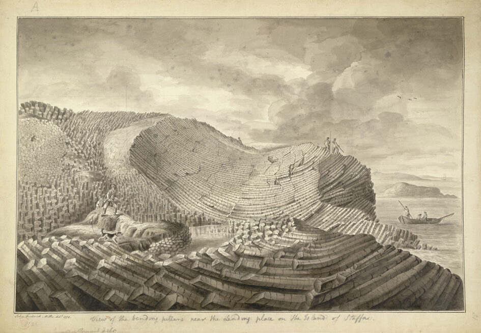 John Frederick Miller, 'View of the bending pillars near the Landing place on the Island of Staffa' (British Library)