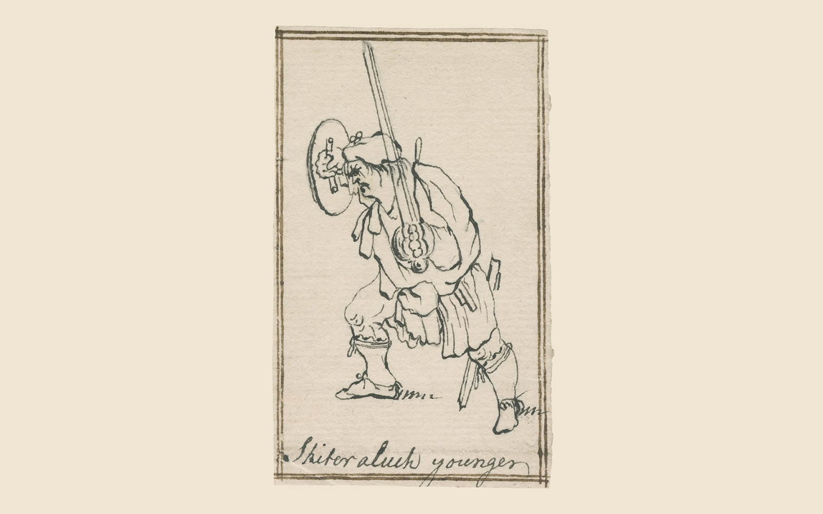 Skiteraluch younger' wielding a broadsword and small targe. Another Whig parody of Gaelic denominations and martial bombast, rather than any particular Jacobite officer.