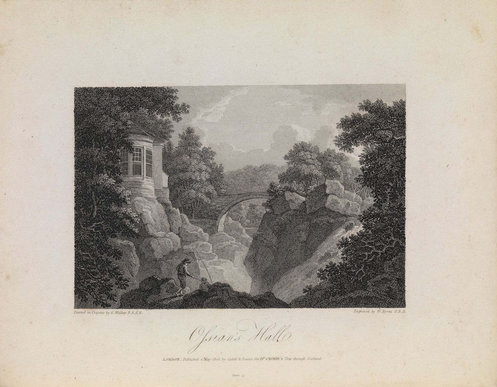 William Byrne after George Walker, 'Ossian's Hall, Dunkeld', engraving, 1803