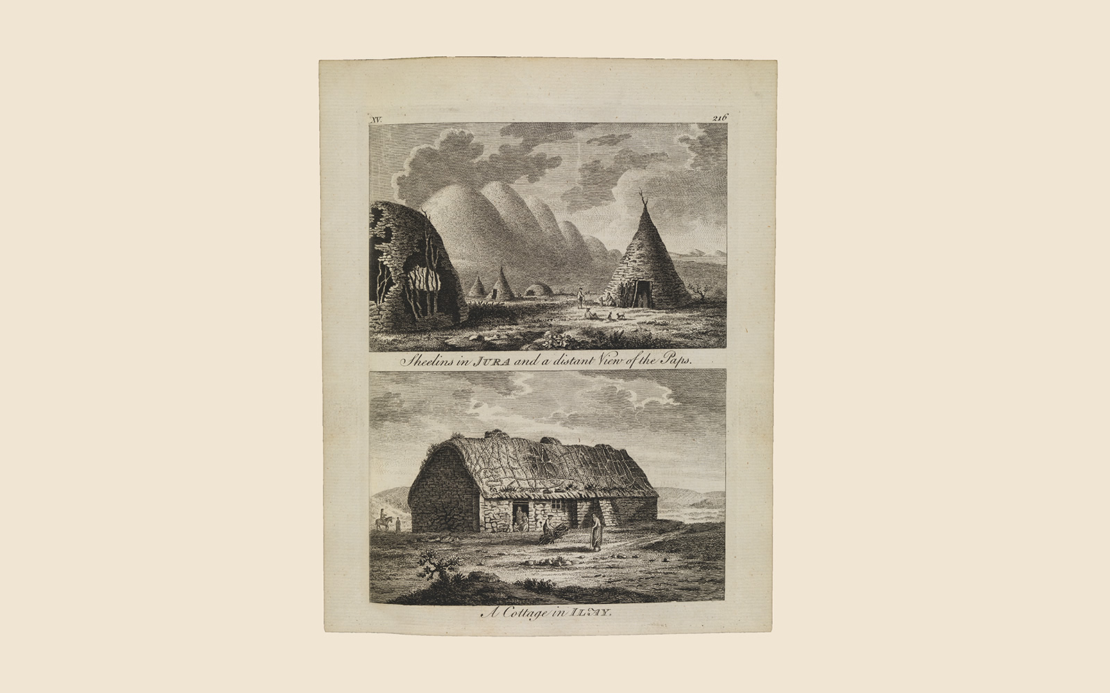 Moses Griffith, 'Sheelins [Shieling Huts] in Jura, and a distant view of the Paps